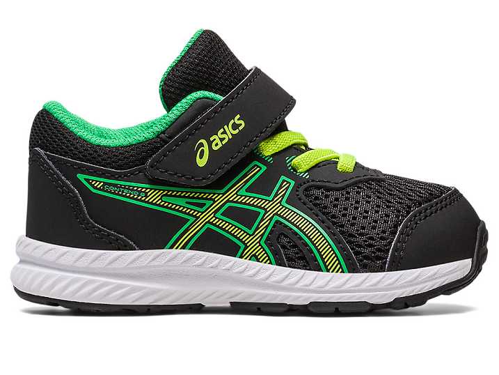 Kids' Asics CONTEND 8 Running Shoes Black / Light Green | Israel-2081693