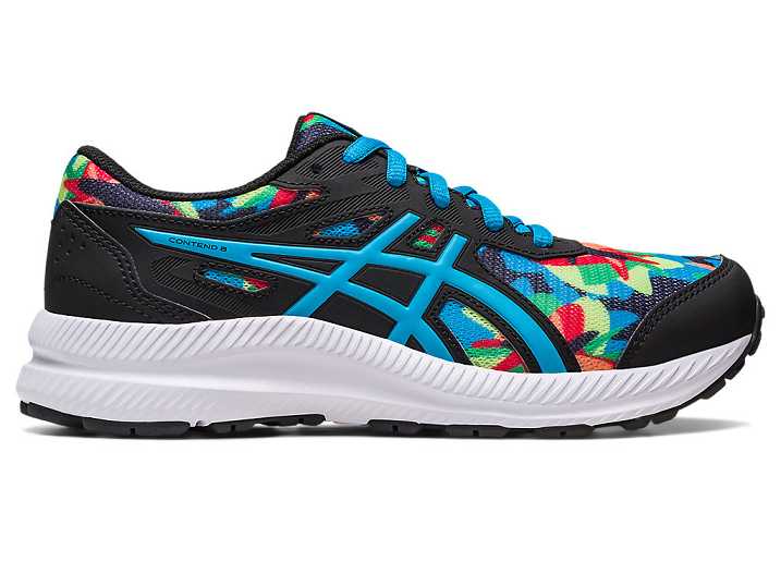 Kids' Asics CONTEND 8 Running Shoes Black / Blue | Israel-4965802