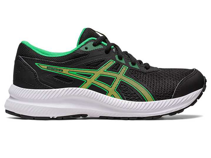 Kids' Asics CONTEND 8 Running Shoes Black / Light Green | Israel-6259701