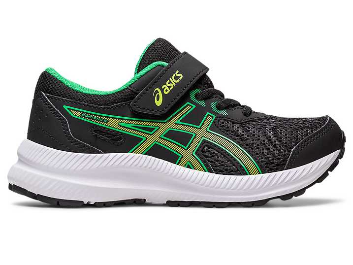 Kids' Asics CONTEND 8 Running Shoes Black / Light Green | Israel-8356910