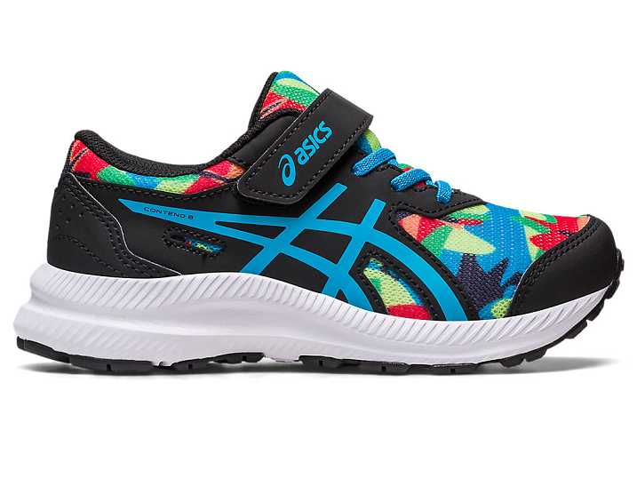 Kids' Asics CONTEND 8 Running Shoes Black / Blue | Israel-9254873