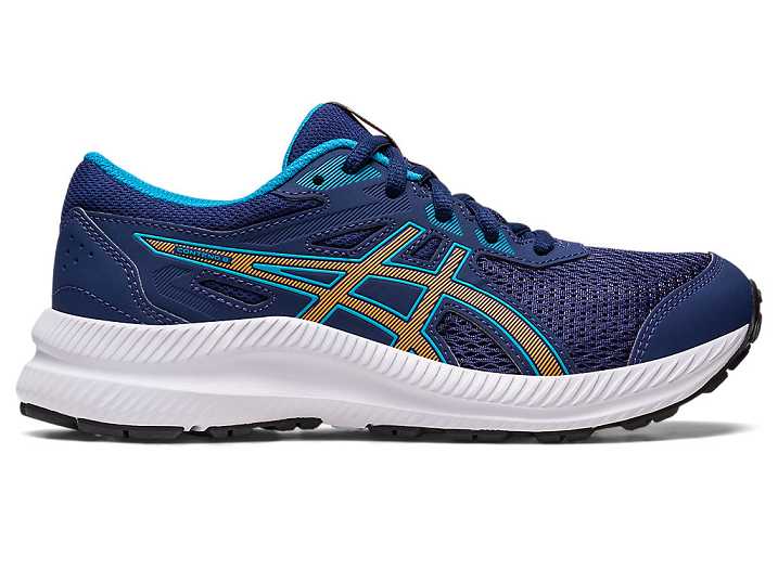 Kids' Asics CONTEND 8 Running Shoes Blue / Orange | Israel-0469275