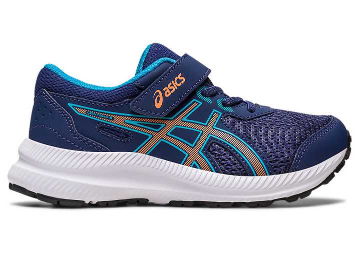 Kids' Asics CONTEND 8 Running Shoes Blue / Orange | Israel-8709342