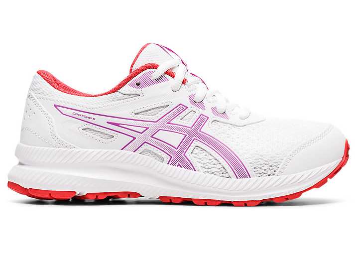 Kids' Asics CONTEND 8 Running Shoes White / Purple | Israel-4908256