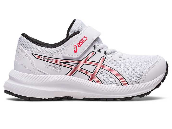 Kids' Asics CONTEND 8 Running Shoes White / Red | Israel-7348159