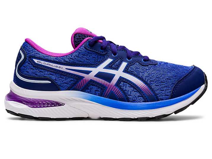 Kids' Asics GEL-CUMULUS 24 Running Shoes Blue | Israel-3274690