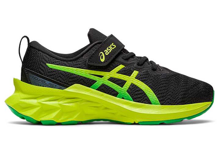 Kids' Asics NOVABLAST 2 Running Shoes Black / Light Green | Israel-2387054