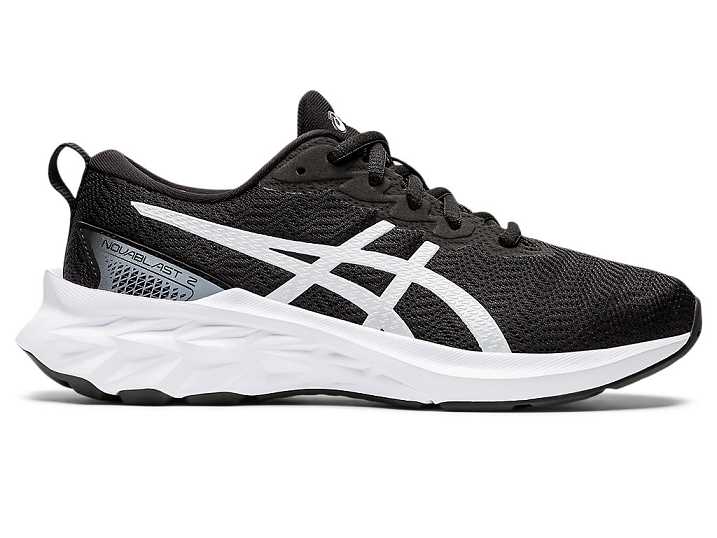 Kids' Asics NOVABLAST 2 Running Shoes Black / White | Israel-3891076