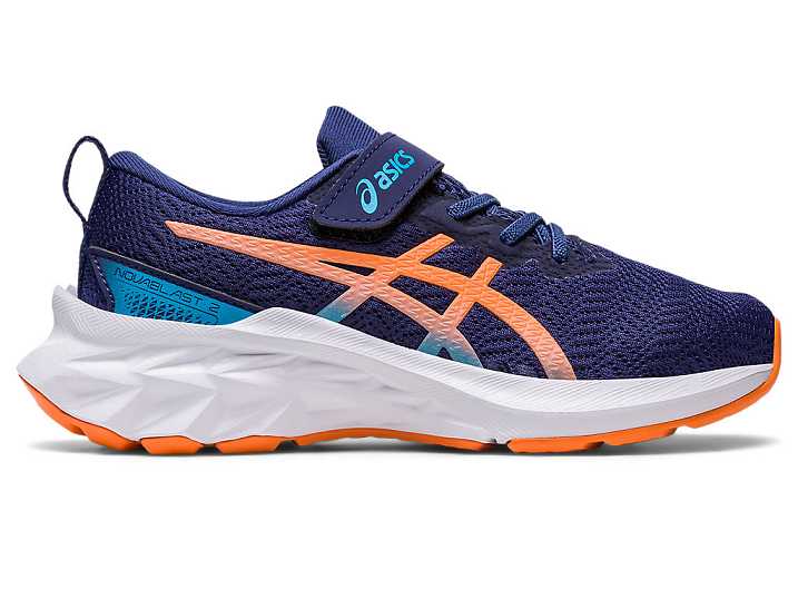 Kids' Asics NOVABLAST 2 Running Shoes Blue / Orange | Israel-6792153