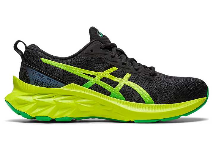 Kids' Asics NOVABLAST 2 Running Shoes Black / Light Green | Israel-9436850