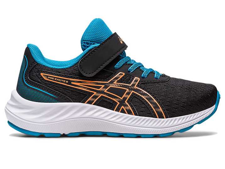 Kids' Asics PRE EXCITE 9 Running Shoes Black / Orange | Israel-5217384
