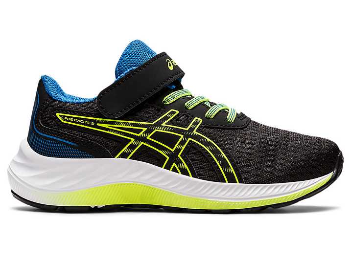 Kids' Asics PRE EXCITE 9 Running Shoes Black / Green | Israel-9172360