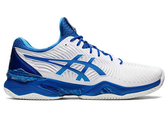 Men's Asics COURT FF NOVAK CLAY Tennis Shoes White / Blue | Israel-2641589