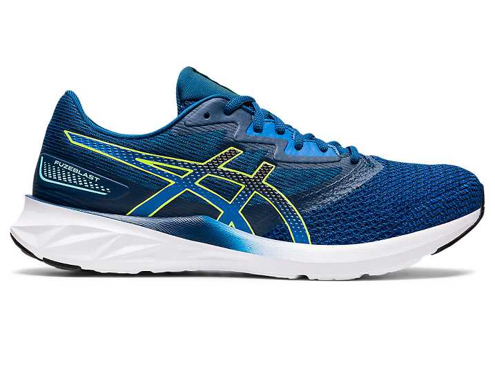Men's Asics FUZEBLAST Running Shoes Blue / Green | Israel-8375109