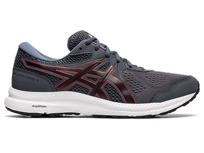 Men's Asics GEL-CONTEND 7 EXTRA WIDE Walking Shoes Grey / Red | Israel-3128906