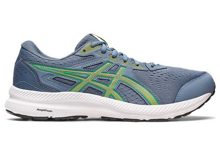 Men's Asics GEL-CONTEND 8 Running Shoes Grey Blue / Light Green | Israel-5863174