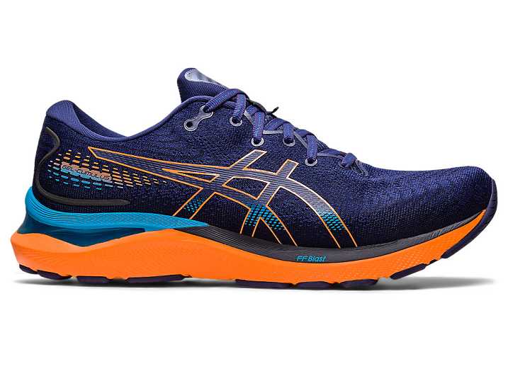 Men's Asics GEL-CUMULUS 24 Running Shoes Blue / Orange | Israel-3265104
