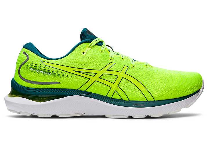 Men's Asics GEL-CUMULUS 24 Running Shoes Yellow / Deep Green | Israel-9785346