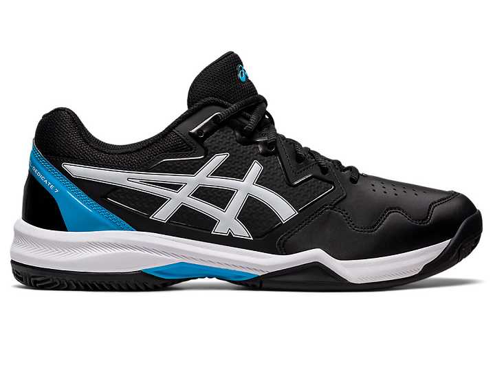 Men's Asics GEL-DEDICATE 7 CLAY Tennis Shoes Black / Blue | Israel-1324059