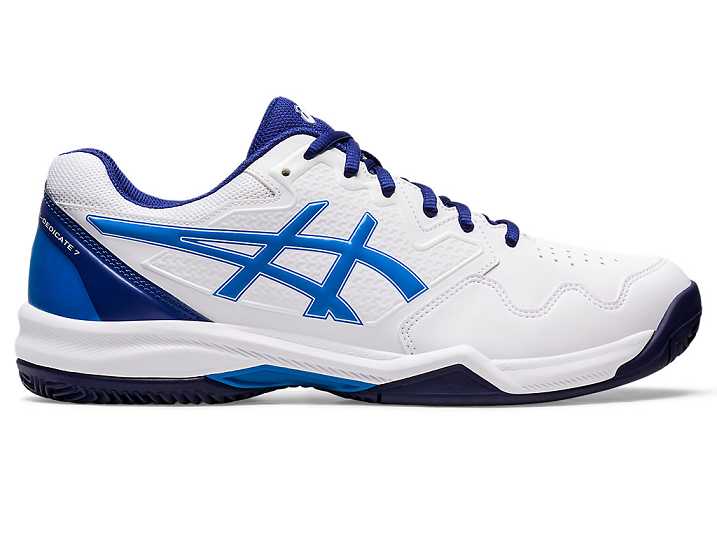 Men's Asics GEL-DEDICATE 7 CLAY Tennis Shoes White / Blue | Israel-3269801