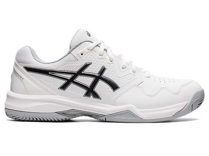 Men's Asics GEL-DEDICATE 7 CLAY Tennis Shoes White / Black | Israel-9326417