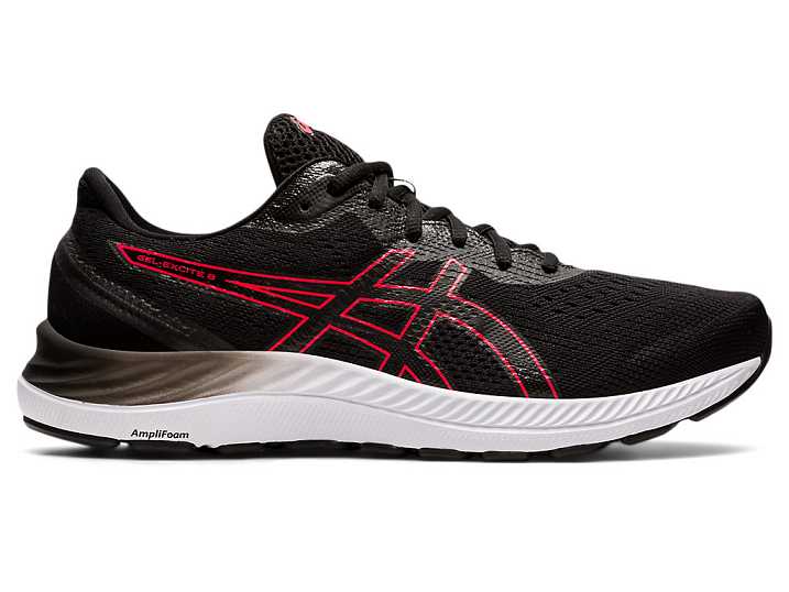 Men's Asics GEL-EXCITE 8 Walking Shoes Black / Red | Israel-5642379