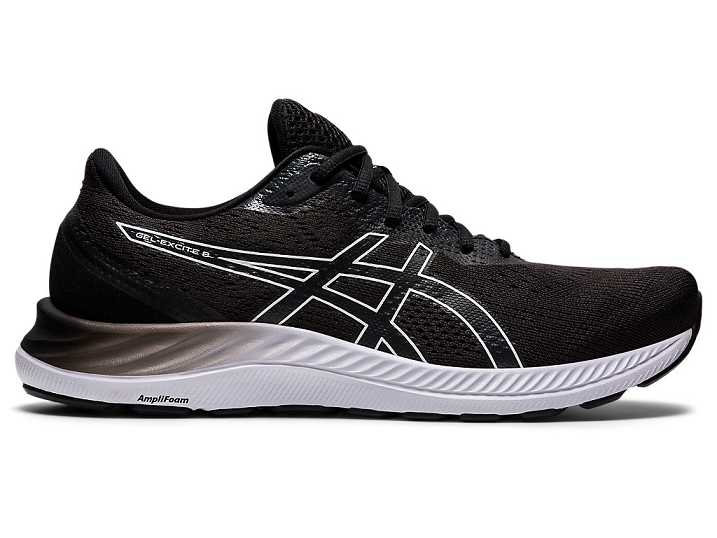 Men's Asics GEL-EXCITE 8 Walking Shoes Black / White | Israel-6305418