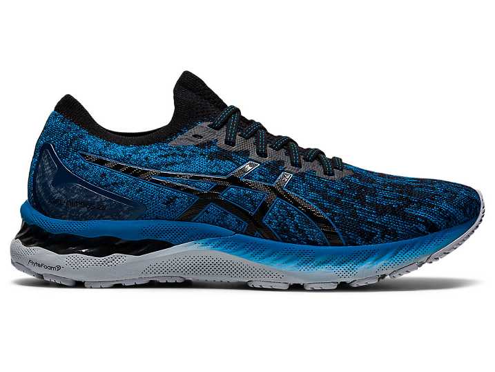 Men's Asics GEL-NIMBUS 23 KNIT Running Shoes Blue / Black | Israel-2457139