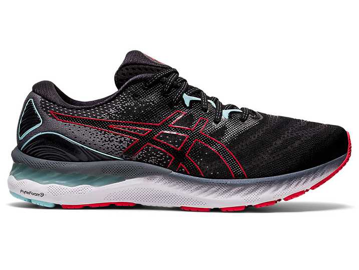 Men's Asics GEL-NIMBUS 23 Running Shoes Black / Red | Israel-0634175