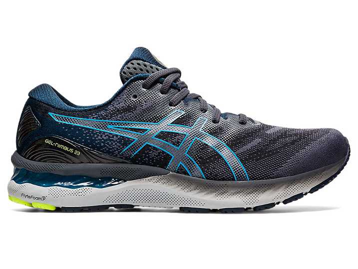 Men's Asics GEL-NIMBUS 23 Running Shoes Grey / Light Turquoise | Israel-9516743