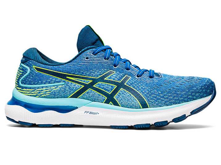 Men's Asics GEL-NIMBUS 24 Running Shoes Blue / Green | Israel-6735910