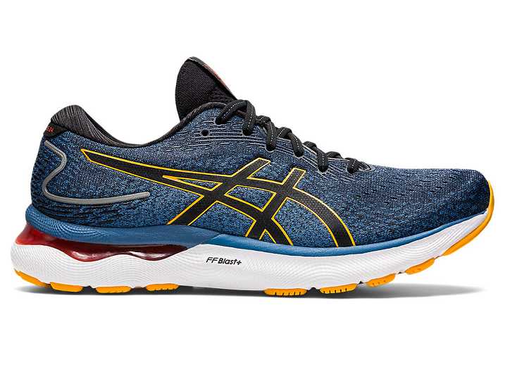 Men's Asics GEL-NIMBUS 24 Running Shoes Azure / Gold | Israel-7548106