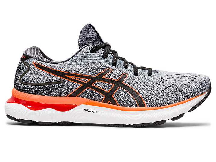 Men's Asics GEL-NIMBUS 24 Running Shoes Grey / Orange | Israel-9365071