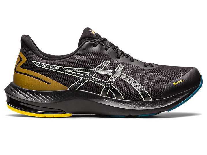 Men's Asics GEL-PULSE 14 GTX Running Shoes Black / Green | Israel-3841029