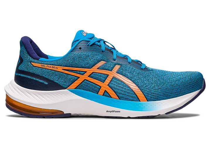 Men's Asics GEL-PULSE 14 Running Shoes Blue / Orange | Israel-3084291