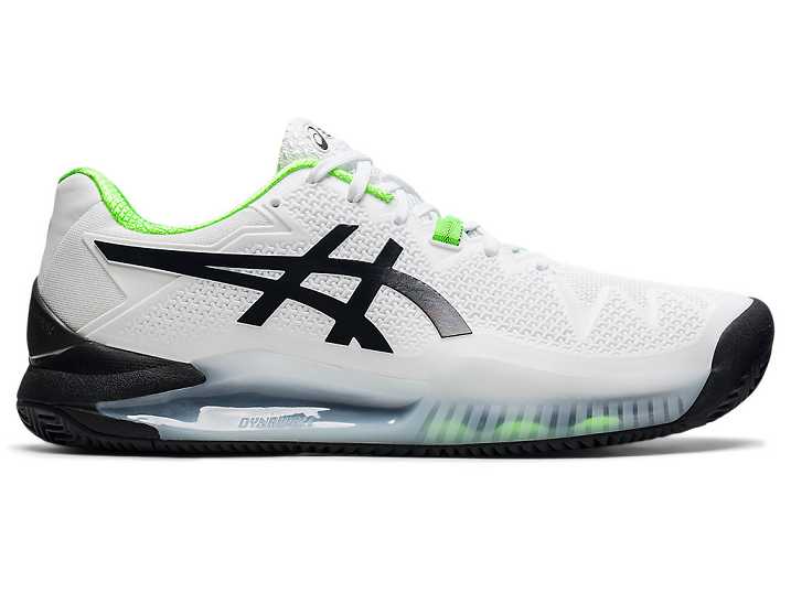 Men's Asics GEL-RESOLUTION 8 CLAY Tennis Shoes White / Green | Israel-3670415