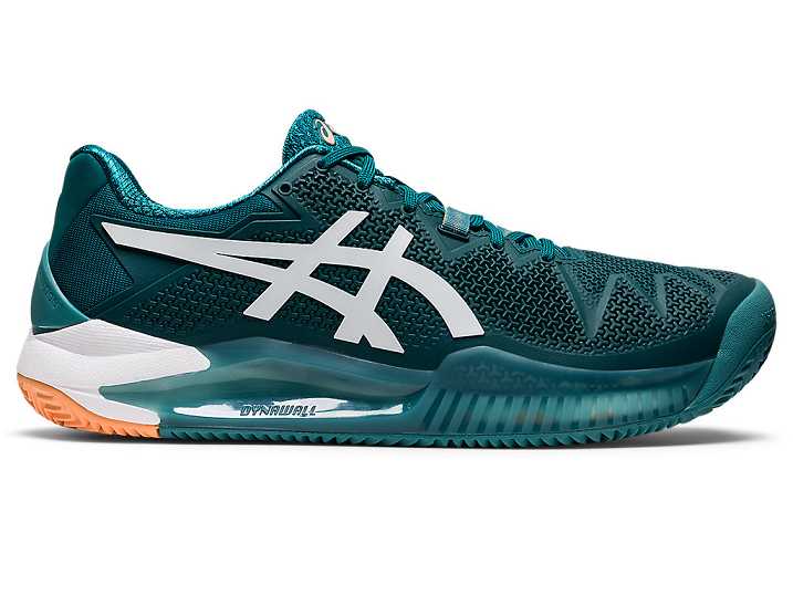 Men's Asics GEL-RESOLUTION 8 CLAY Tennis Shoes Deep Green / White | Israel-6923857