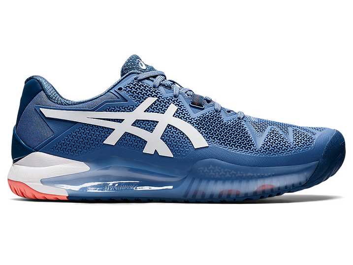 Men's Asics GEL-RESOLUTION 8 WIDE Tennis Shoes Blue / White | Israel-4368021