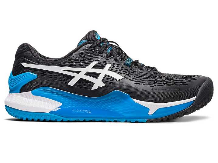Men's Asics GEL-RESOLUTION 9 OC WIDE Tennis Shoes Black / White | Israel-9268317