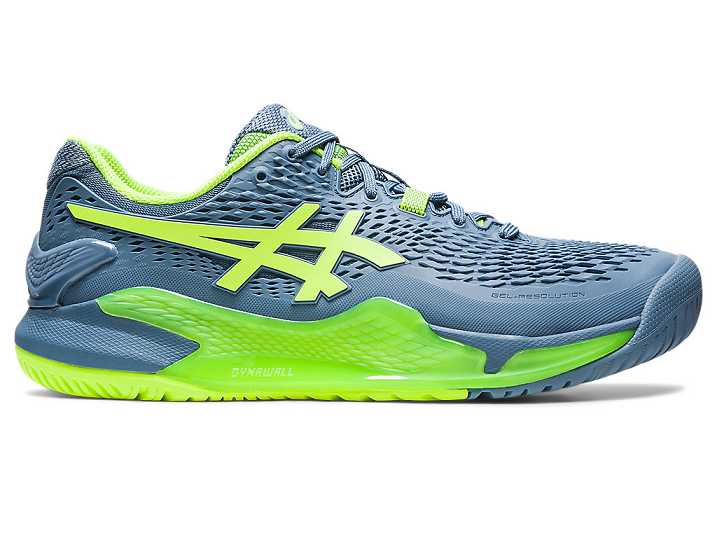 Men's Asics GEL-RESOLUTION 9 WIDE Tennis Shoes Grey Blue / Green | Israel-3271069