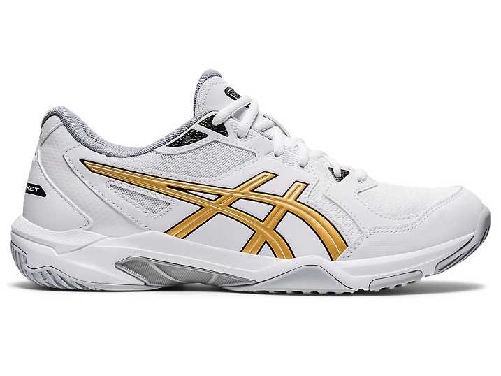Men's Asics GEL-ROCKET 10 Volleyball Shoes White / Gold | Israel-1058432