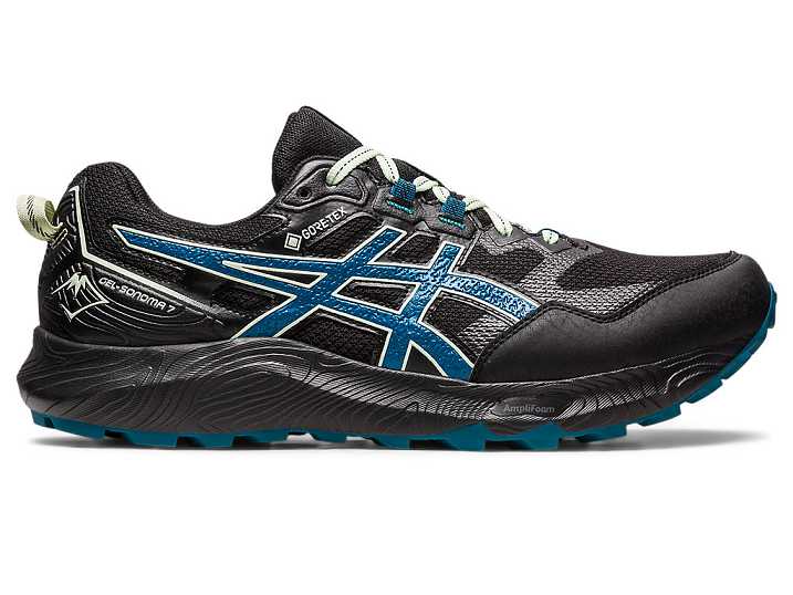 Men's Asics GEL-SONOMA 7 GTX Trail Running Shoes Black / Turquoise | Israel-8073516