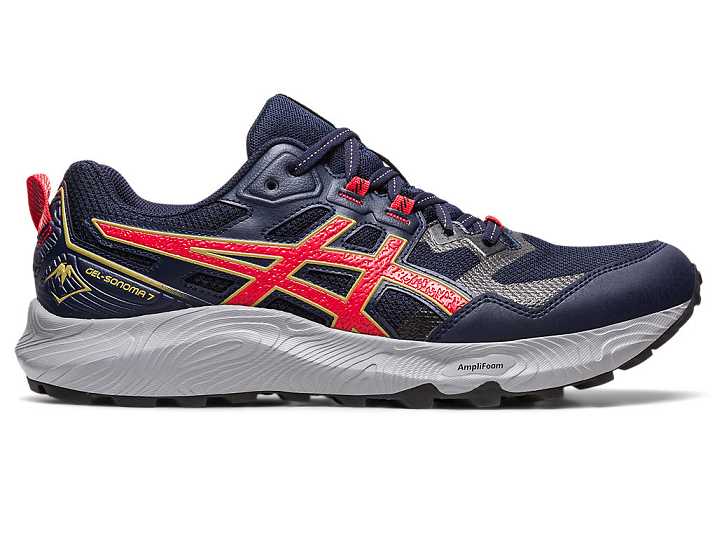 Men's Asics GEL-SONOMA 7 Trail Running Shoes Navy / Red | Israel-9845021