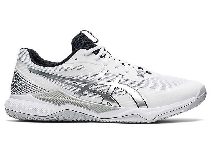 Men's Asics GEL-TACTIC Volleyball Shoes White / Silver | Israel-1728359