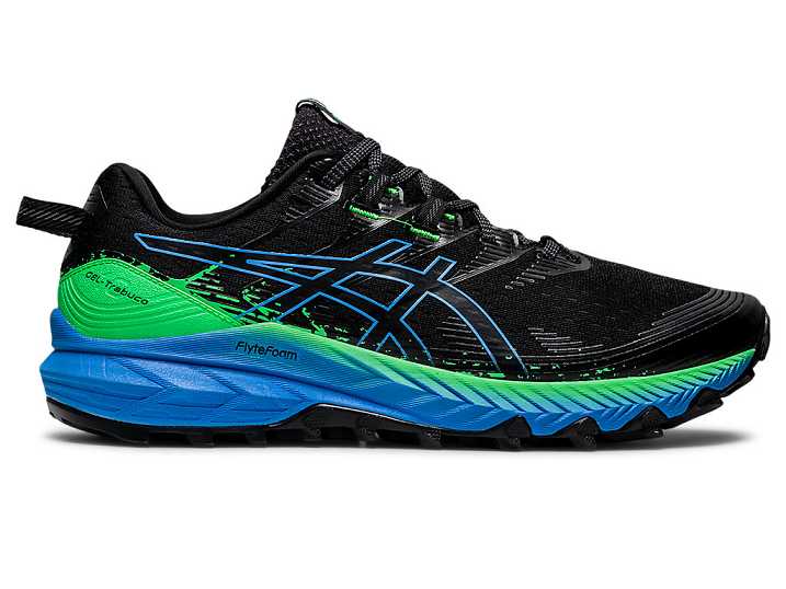 Men's Asics GEL-TRABUCO 10 Trail Running Shoes Black / Blue | Israel-0617359