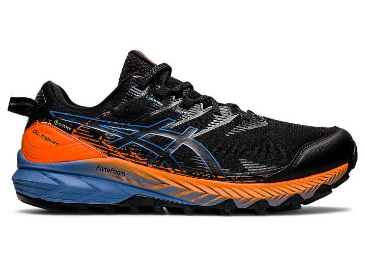 Men's Asics GEL-Trabuco 10 GTX Trail Running Shoes Black / Blue | Israel-3820754