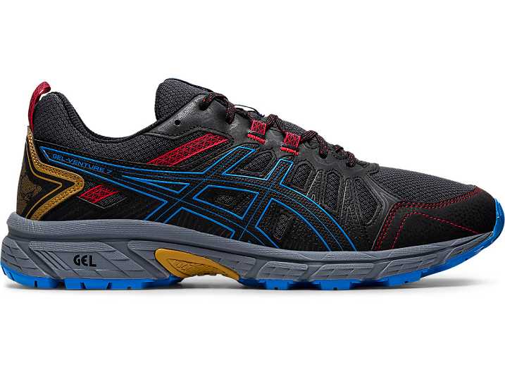 Men's Asics GEL-VENTURE 7 Trail Running Shoes Deep Grey / Blue | Israel-7938056