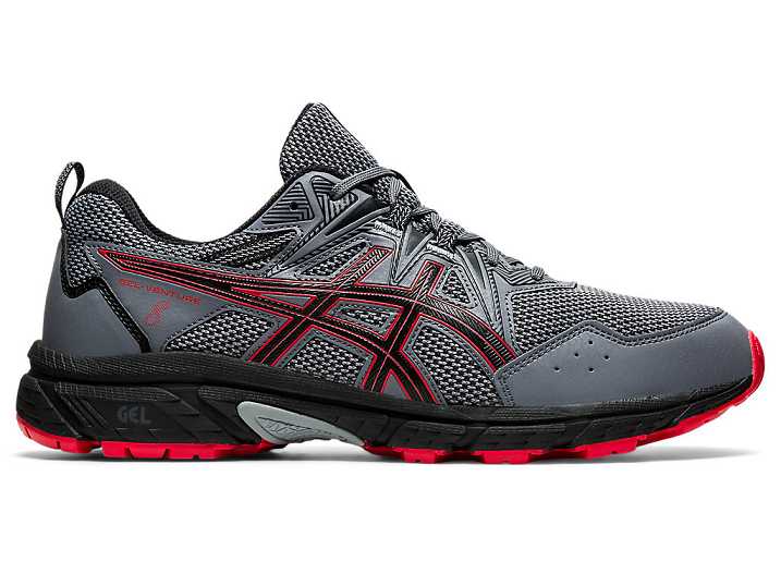 Men's Asics GEL-VENTURE 8 EXTRA WIDE Trail Running Shoes Black / Red | Israel-0284176