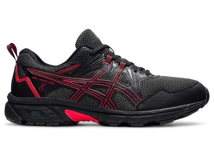 Men's Asics GEL-VENTURE 8 Trail Running Shoes Black / Red | Israel-4025619