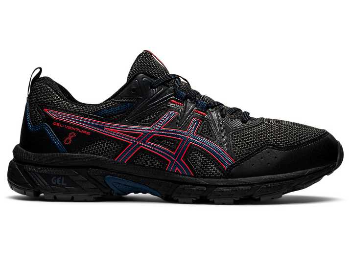 Men's Asics GEL-VENTURE 8 Trail Running Shoes Black / Red | Israel-4298603